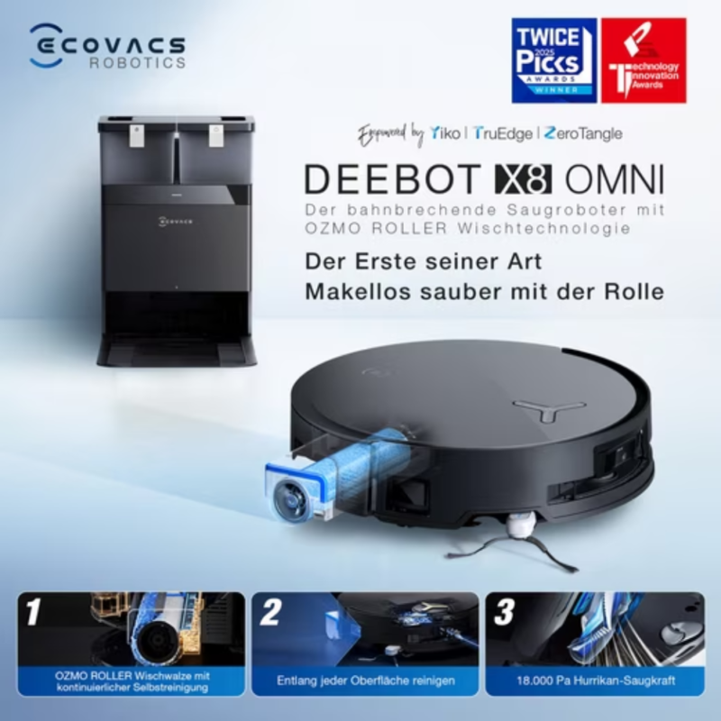 Dulkių siurblys robotas ECOVACS DEEBOT X8 OMNI juodas