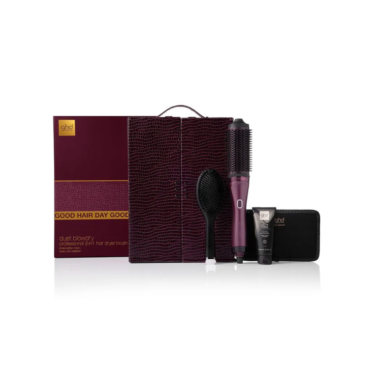 ghd „Cherry Chic“ riboto leidimo dovanų rinkinys – 2in1 džiovintuvas-šepetys