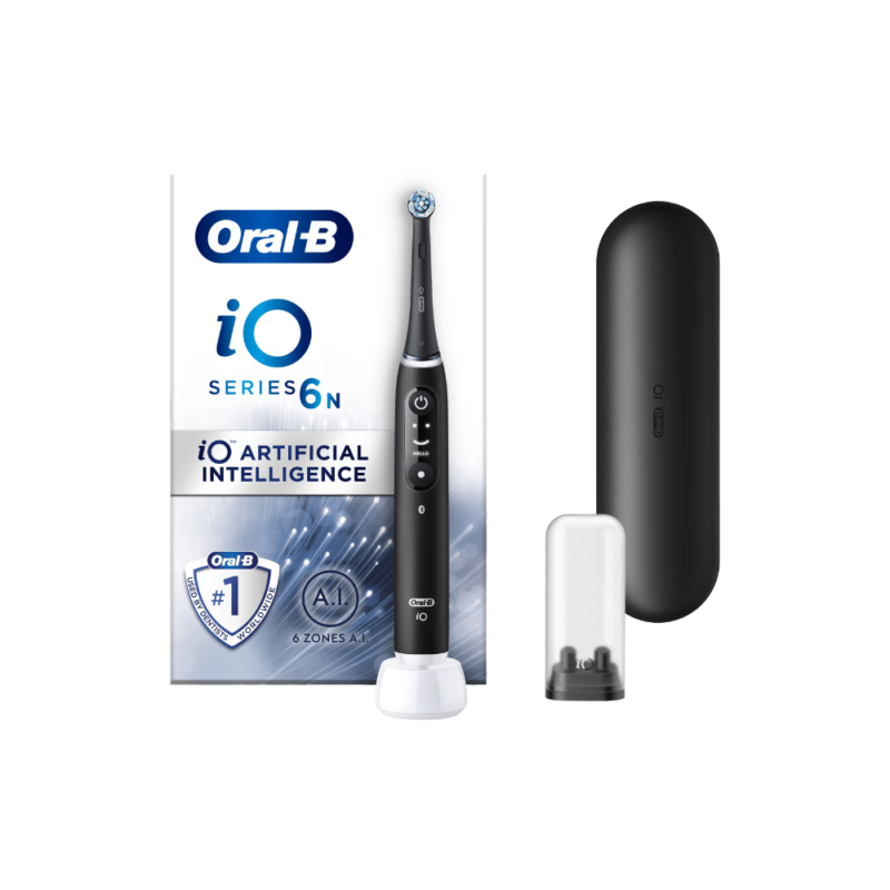 Elektrinis dantų šepetėlis Oral-B iO 6N Black + Additional iO Gentle Cleaning Brush